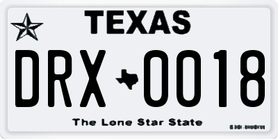 TX license plate DRX0018