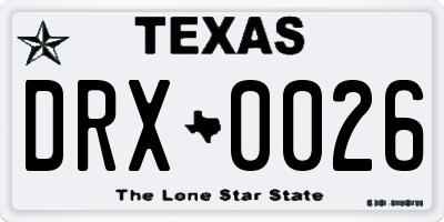 TX license plate DRX0026