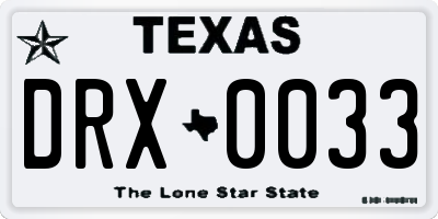 TX license plate DRX0033