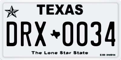 TX license plate DRX0034