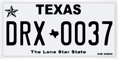 TX license plate DRX0037