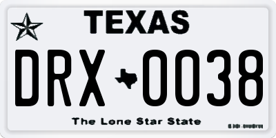 TX license plate DRX0038