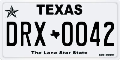 TX license plate DRX0042