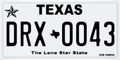 TX license plate DRX0043