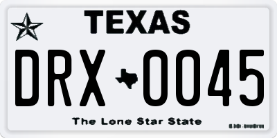 TX license plate DRX0045