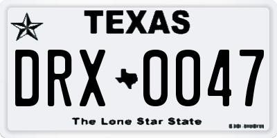 TX license plate DRX0047