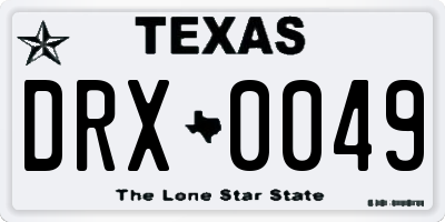 TX license plate DRX0049