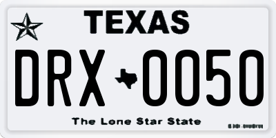 TX license plate DRX0050