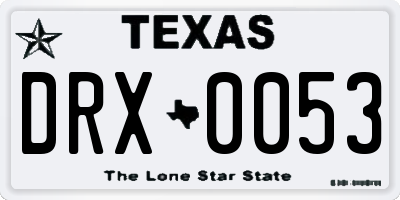 TX license plate DRX0053