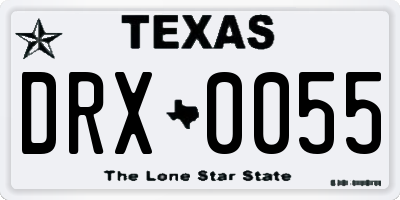 TX license plate DRX0055