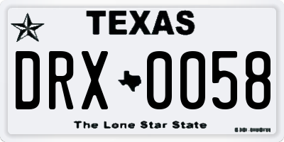 TX license plate DRX0058