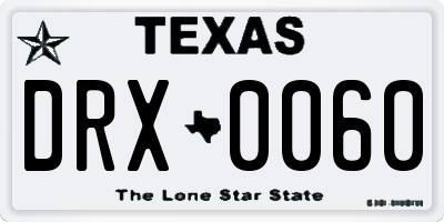 TX license plate DRX0060