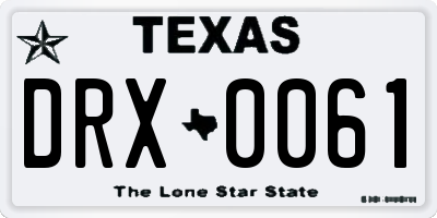 TX license plate DRX0061