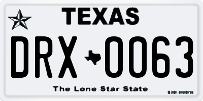 TX license plate DRX0063