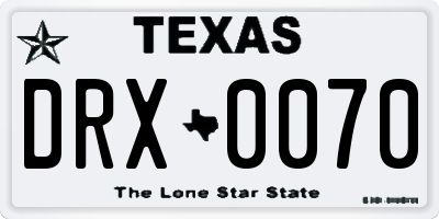 TX license plate DRX0070