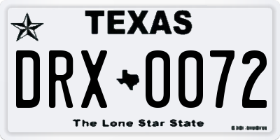 TX license plate DRX0072