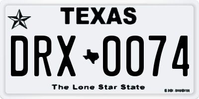 TX license plate DRX0074