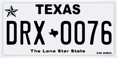 TX license plate DRX0076