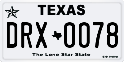 TX license plate DRX0078