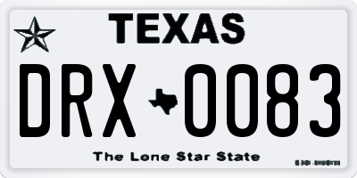 TX license plate DRX0083
