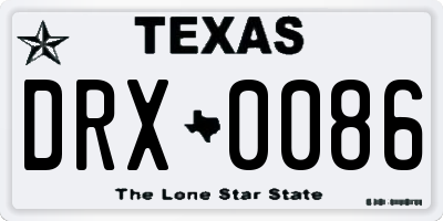TX license plate DRX0086