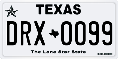 TX license plate DRX0099