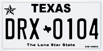 TX license plate DRX0104