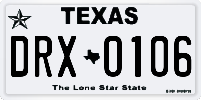 TX license plate DRX0106