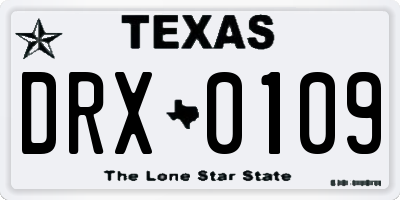 TX license plate DRX0109