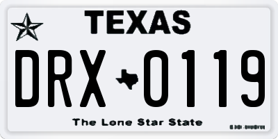 TX license plate DRX0119