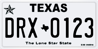TX license plate DRX0123