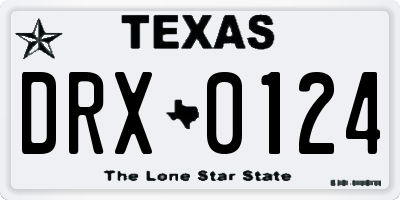 TX license plate DRX0124