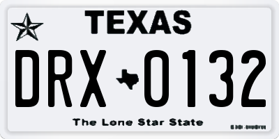 TX license plate DRX0132