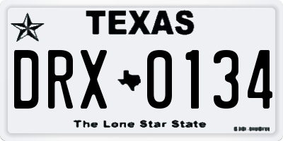 TX license plate DRX0134