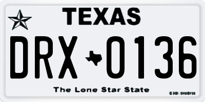 TX license plate DRX0136