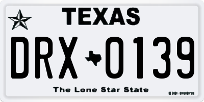 TX license plate DRX0139