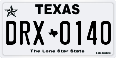 TX license plate DRX0140
