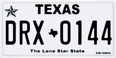TX license plate DRX0144