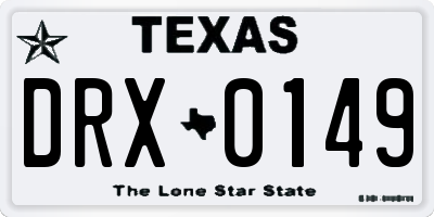TX license plate DRX0149