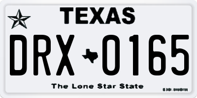 TX license plate DRX0165