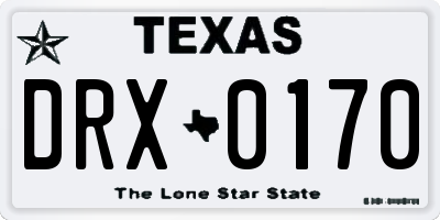 TX license plate DRX0170