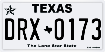 TX license plate DRX0173