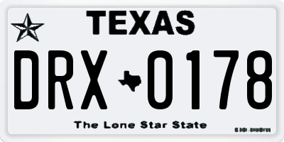 TX license plate DRX0178