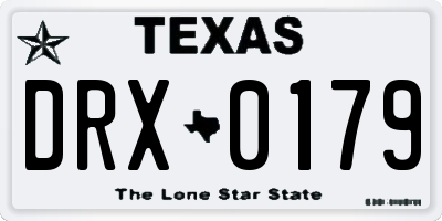 TX license plate DRX0179