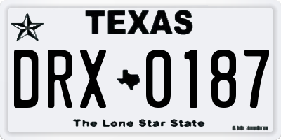 TX license plate DRX0187