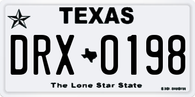TX license plate DRX0198