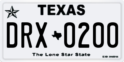 TX license plate DRX0200