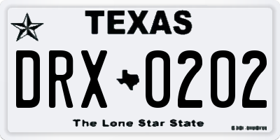 TX license plate DRX0202