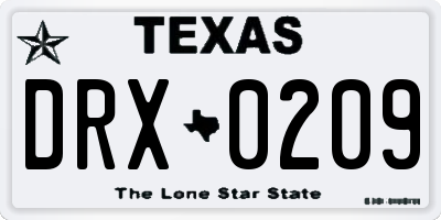 TX license plate DRX0209