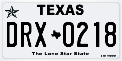 TX license plate DRX0218